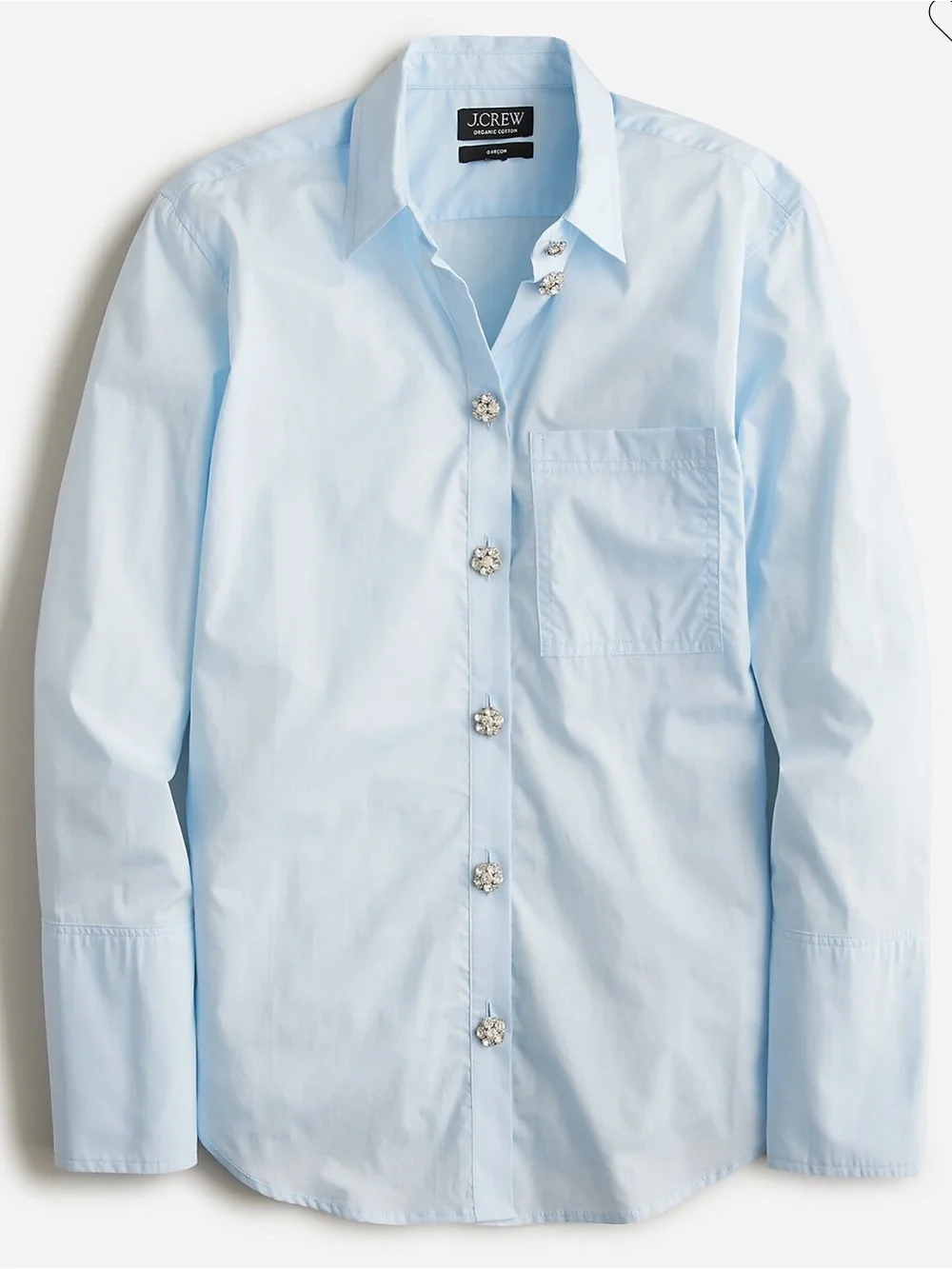 J.Crew Light Blue Garçon Shirt Jewel Buttons White Classic Cotton Poplin 8 $148